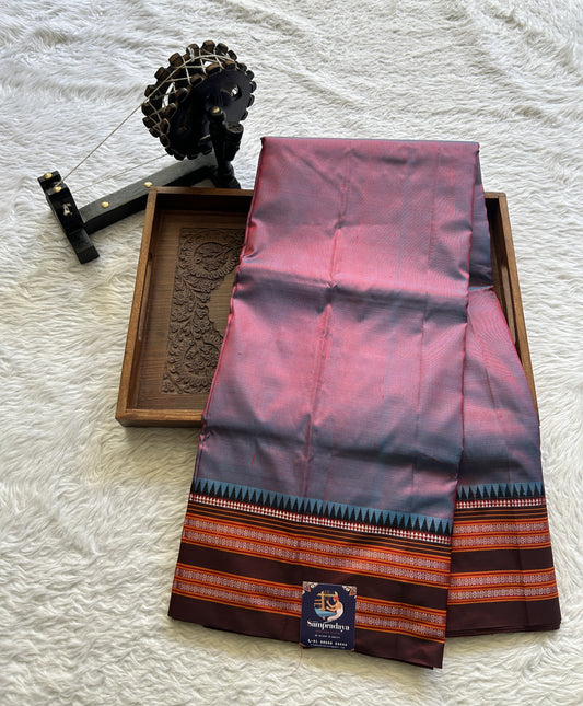 Narayanpet Silk Saree Onion Pink Colored Complemented with a Zari Border.