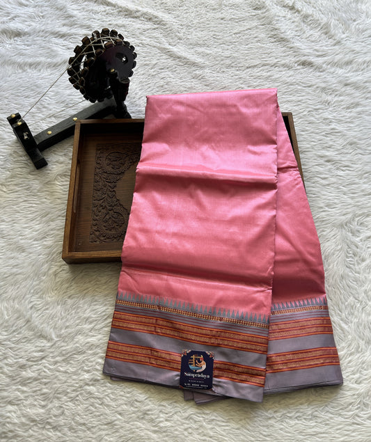 Narayanpet Silk Saree Neon Pink Colored Complemented with a Zari Border.