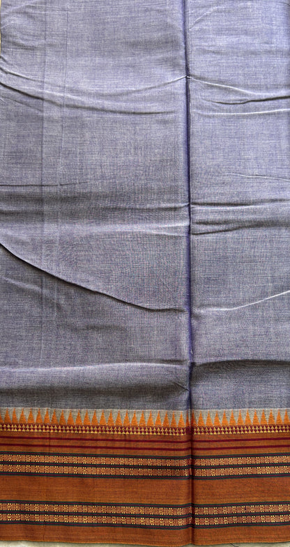 Narayanpet Cotton Saree Dark Lavender Colored Complemented with a Thread Border.