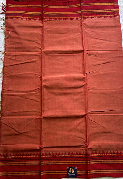 Narayanpet Cotton Saree Rust Colored Complemented with a Thread Border.