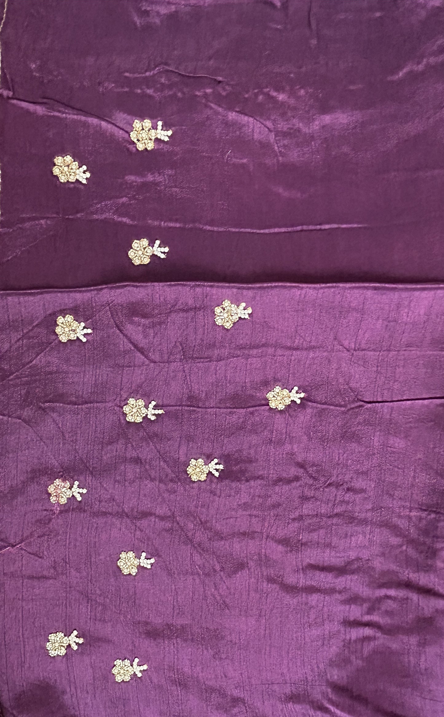 Chiffon Designer Saree Deep Purple Color complemented with a Hand Embroidery Border. - Sampradaya Designer Studio