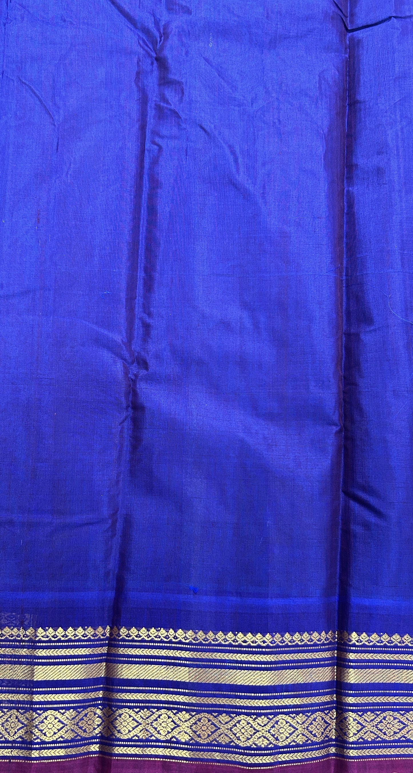 Gadwal Sico Saree Blue colored complemented with a Ink Blue Kanchi Border. - Sampradaya Designer Studio