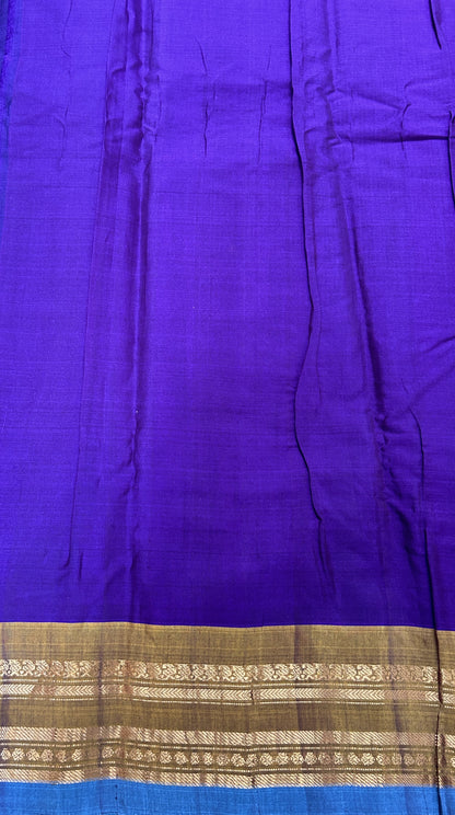 Gadwal Sico Saree Purple color with a Mustard Yellow Kanchi Border ...