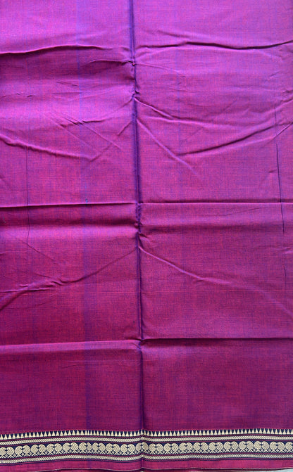 Narayanpet Cotton Saree Dark Purple Colored Complemented with a Thread Border.