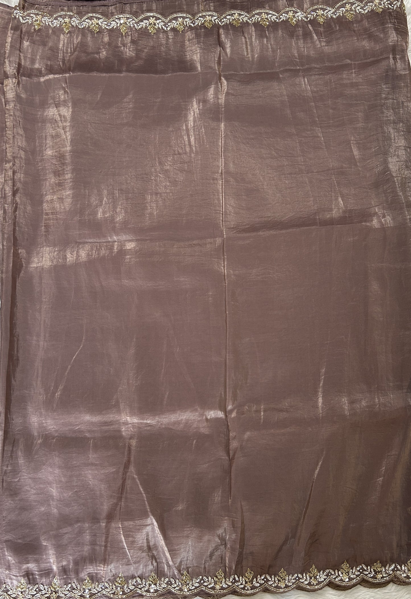 Inox Silk Saree Brown Colored Complemented with a Hand Embroidery Border. - Sampradaya Designer Studio