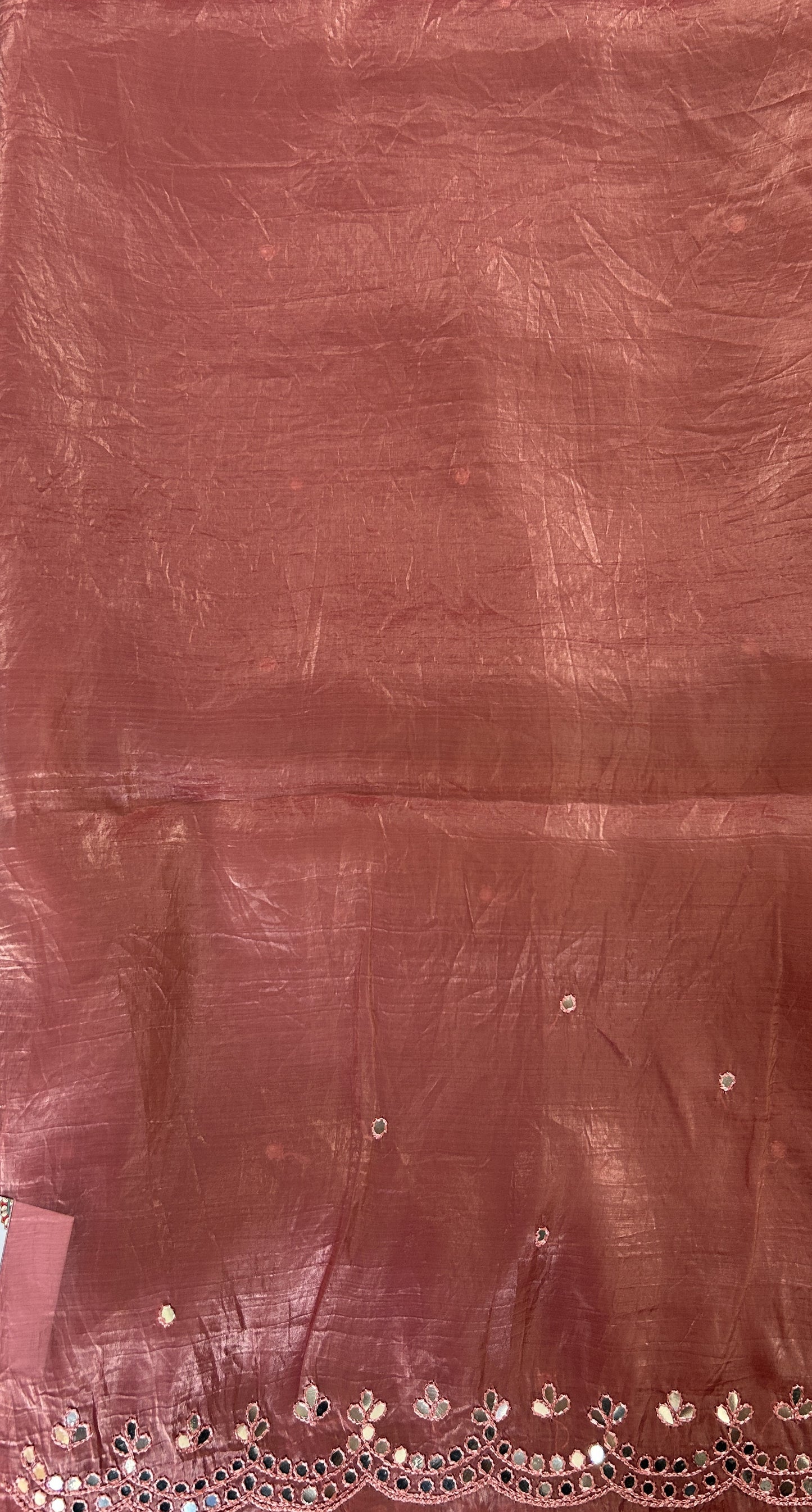 Inox Silk Saree Rust Colored Complemented with a Hand Embroidery Border. - Sampradaya Designer Studio