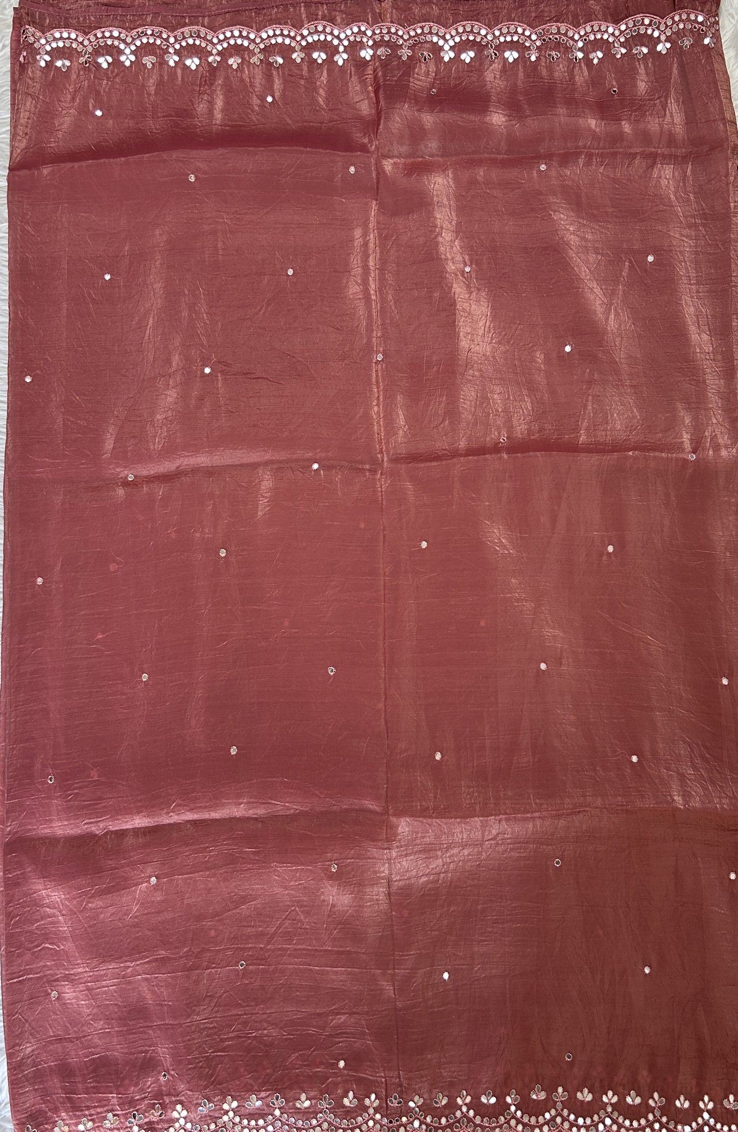 Inox Silk Saree Rust Colored Complemented with a Hand Embroidery Border. - Sampradaya Designer Studio