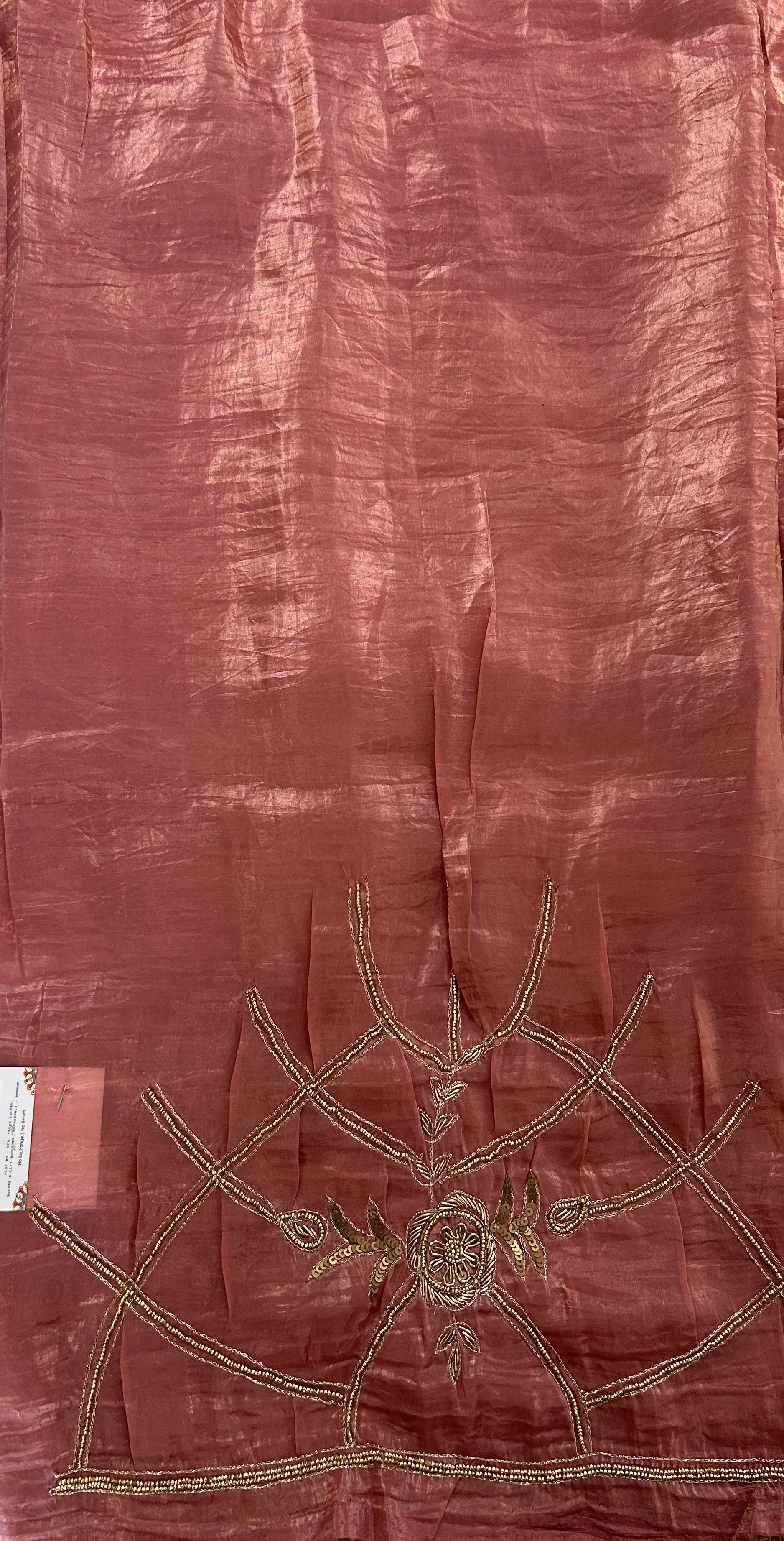 Inox Silk Saree Pink Colored Complemented with a Hand Embroidery Border. - Sampradaya Designer Studio