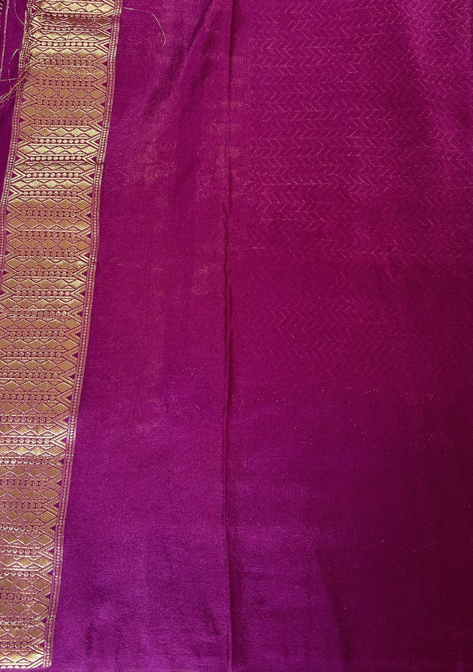 Banarasi Fancy Saree Gray Colored Complemented with a Purple Zari Border. - Sampradaya Designer Studio