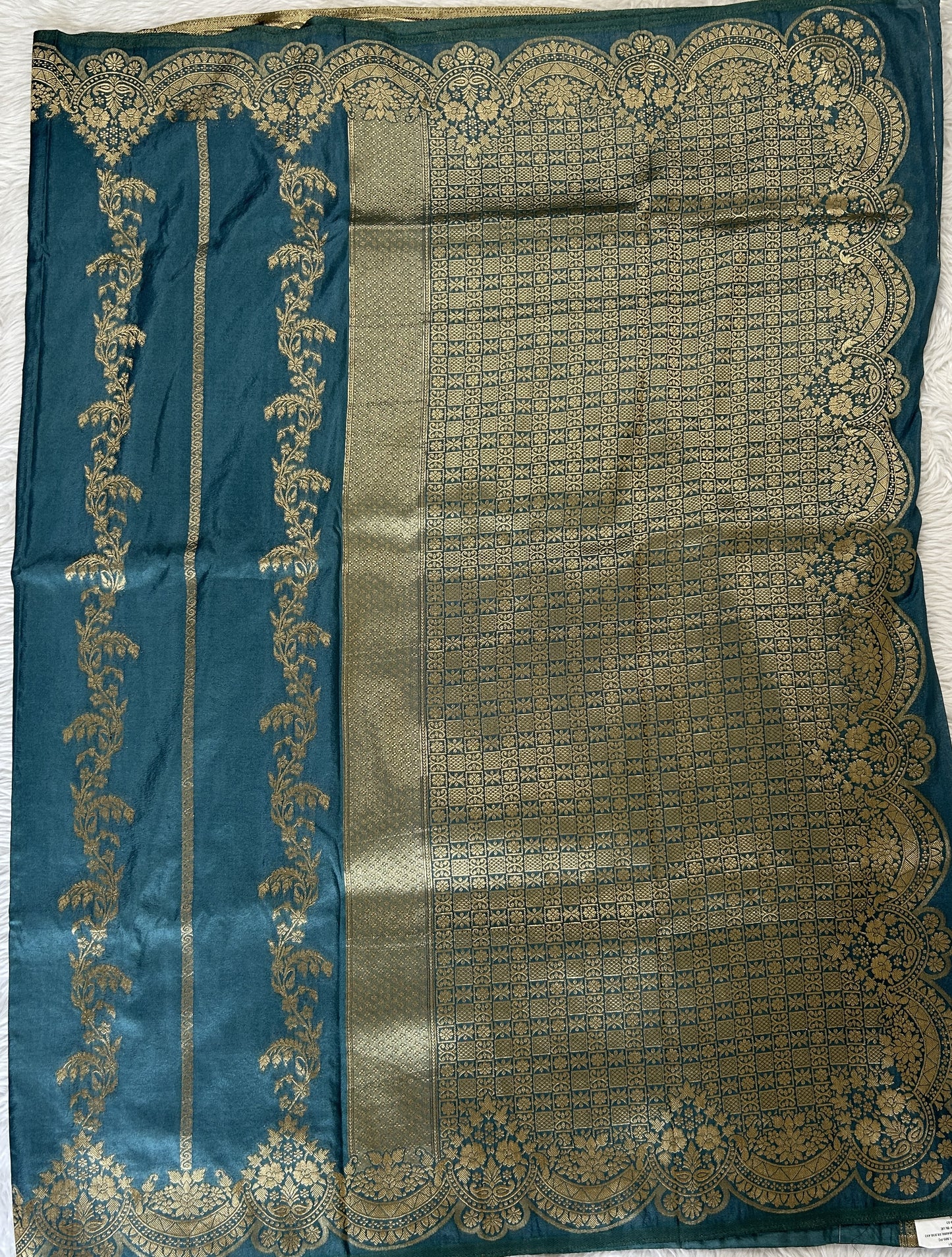 Banarasi Fancy Saree Aqua Blue Colored Complemented with a Zari Border. - Sampradaya Designer Studio