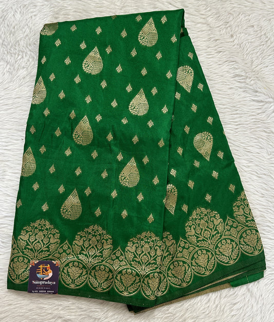 Banarasi Fancy Saree Green Colored Complemented with a Zari Border. - Sampradaya Designer Studio