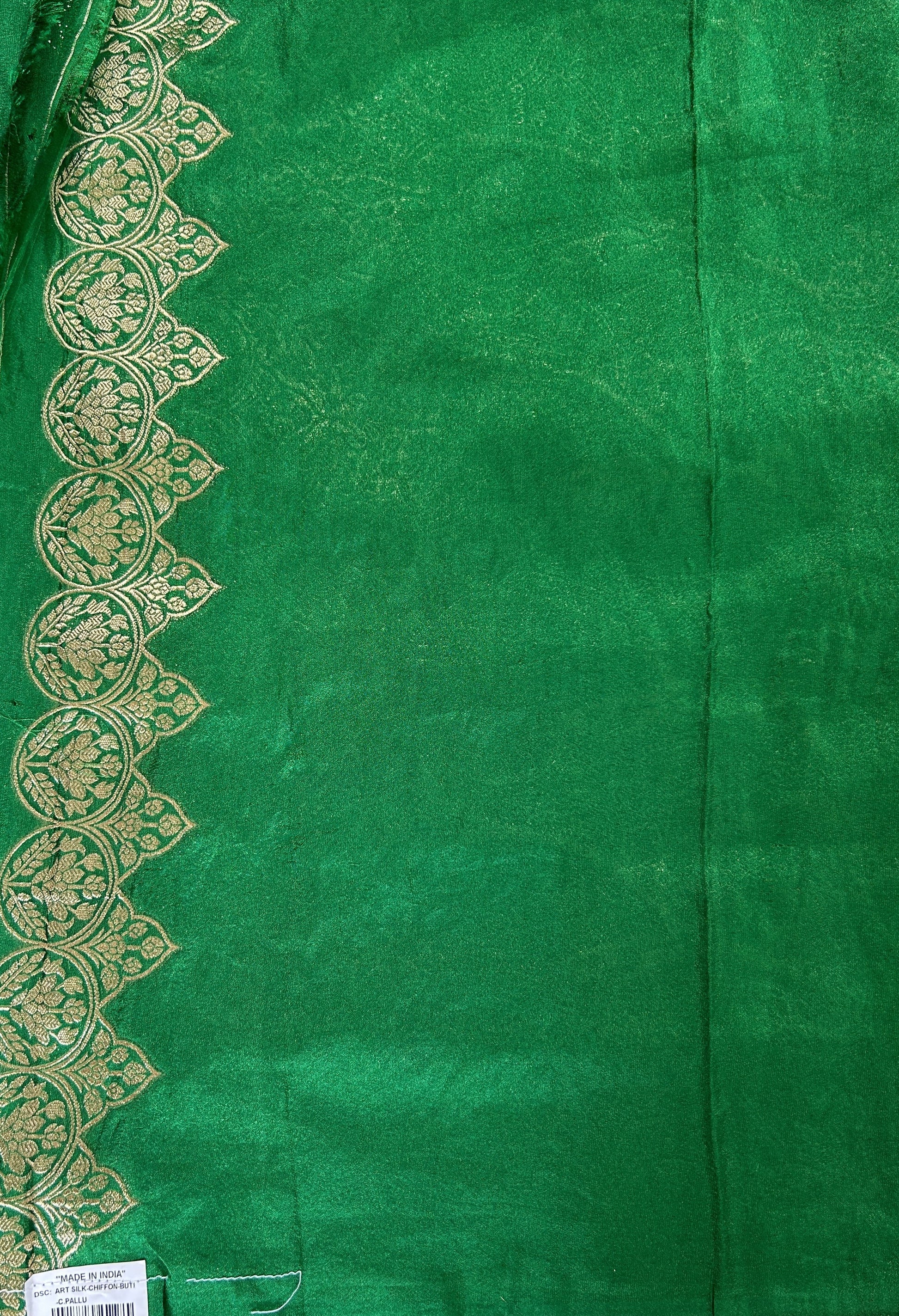 Banarasi Fancy Saree Green Colored Complemented with a Zari Border. - Sampradaya Designer Studio