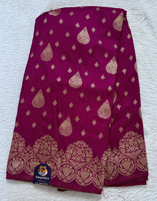 Banarasi Fancy Saree Pink Colored Complemented with a Zari Border. - Sampradaya Designer Studio