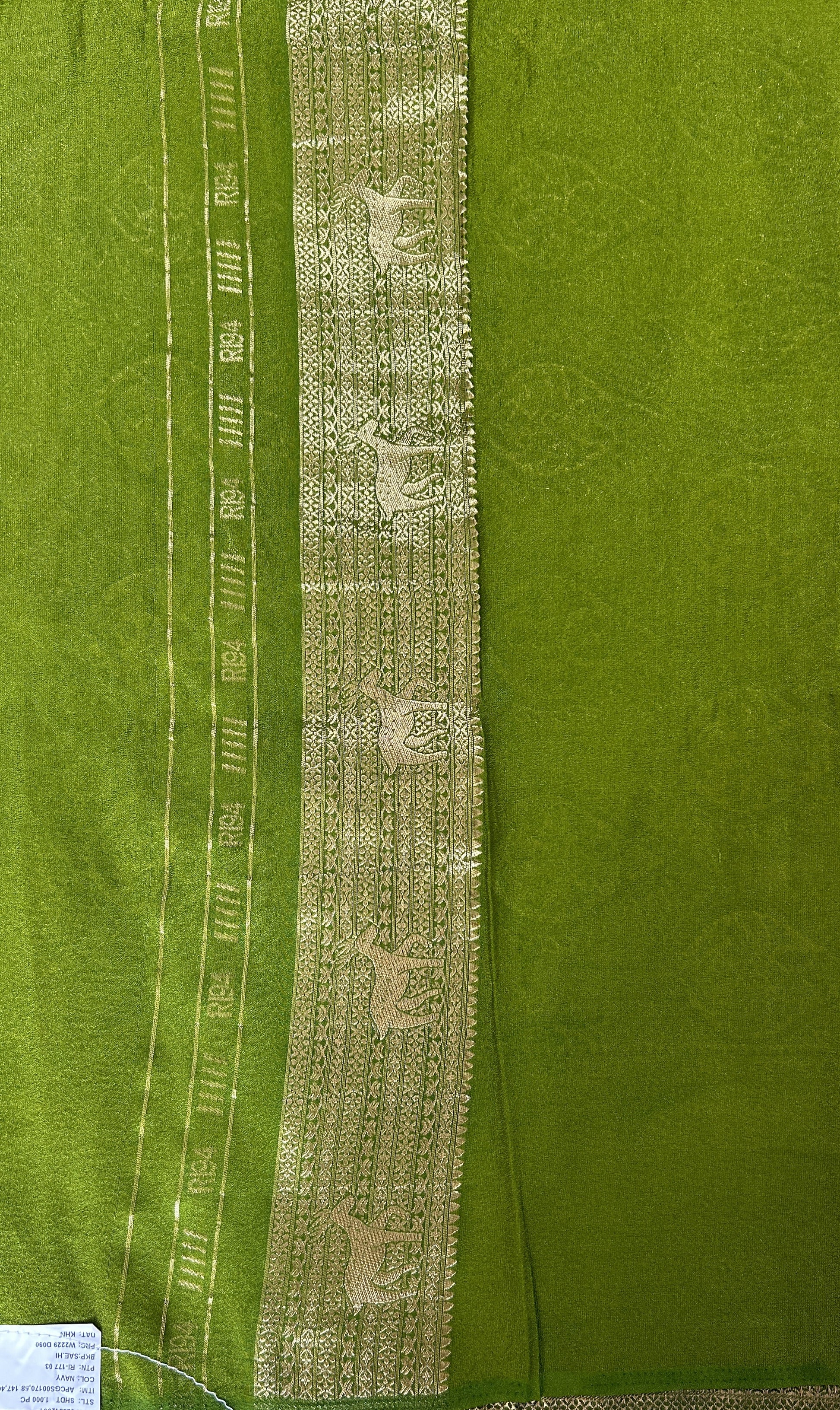 Banarasi Fancy Saree Ink Blue Colored Complemented with a Parrot Green Zari Border. - Sampradaya Designer Studio