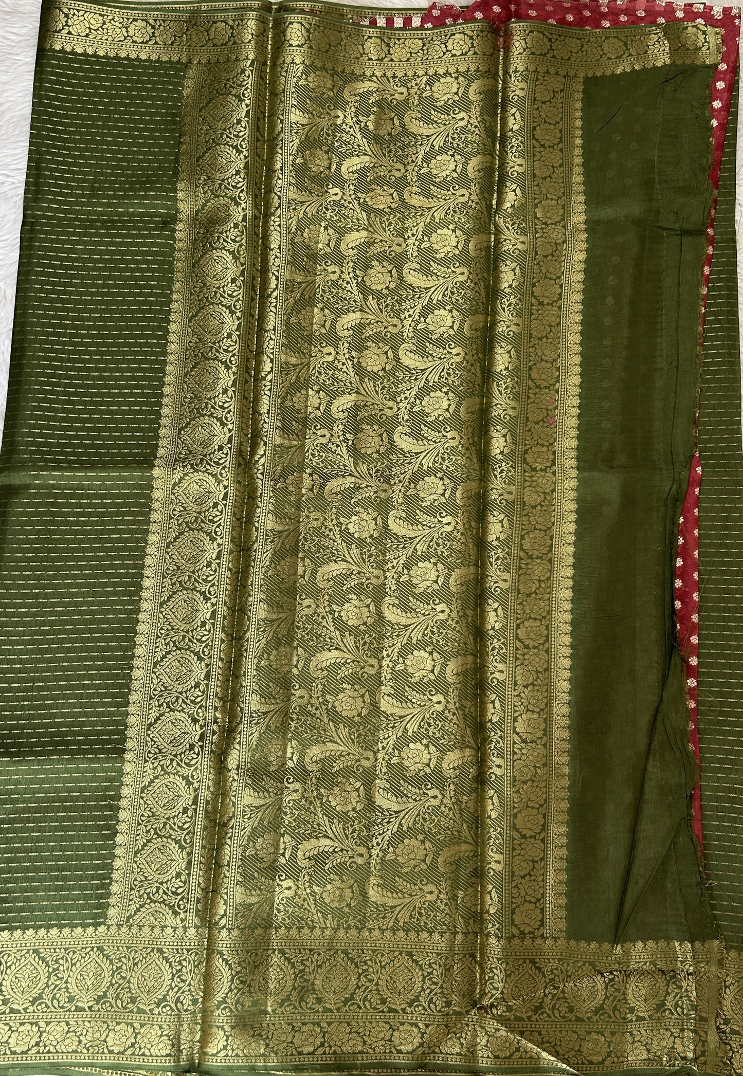 Banarasi Fancy Saree Green Colored Complemented with a Zari Border. - Sampradaya Designer Studio