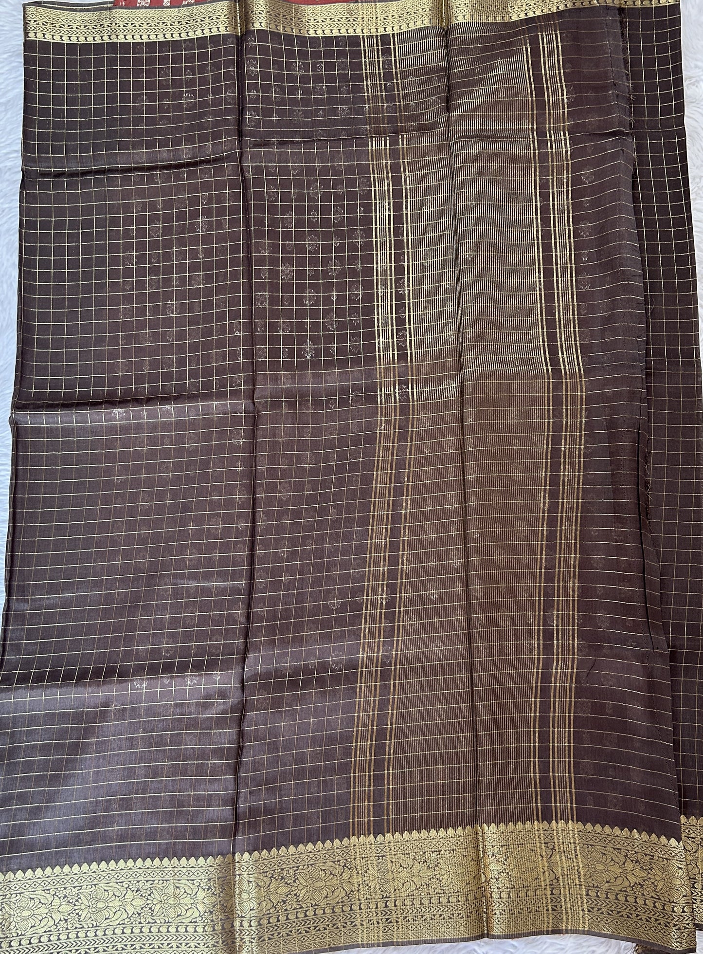 Banarasi Fancy Saree Brown Colored Complemented with a Zari Border. - Sampradaya Designer Studio