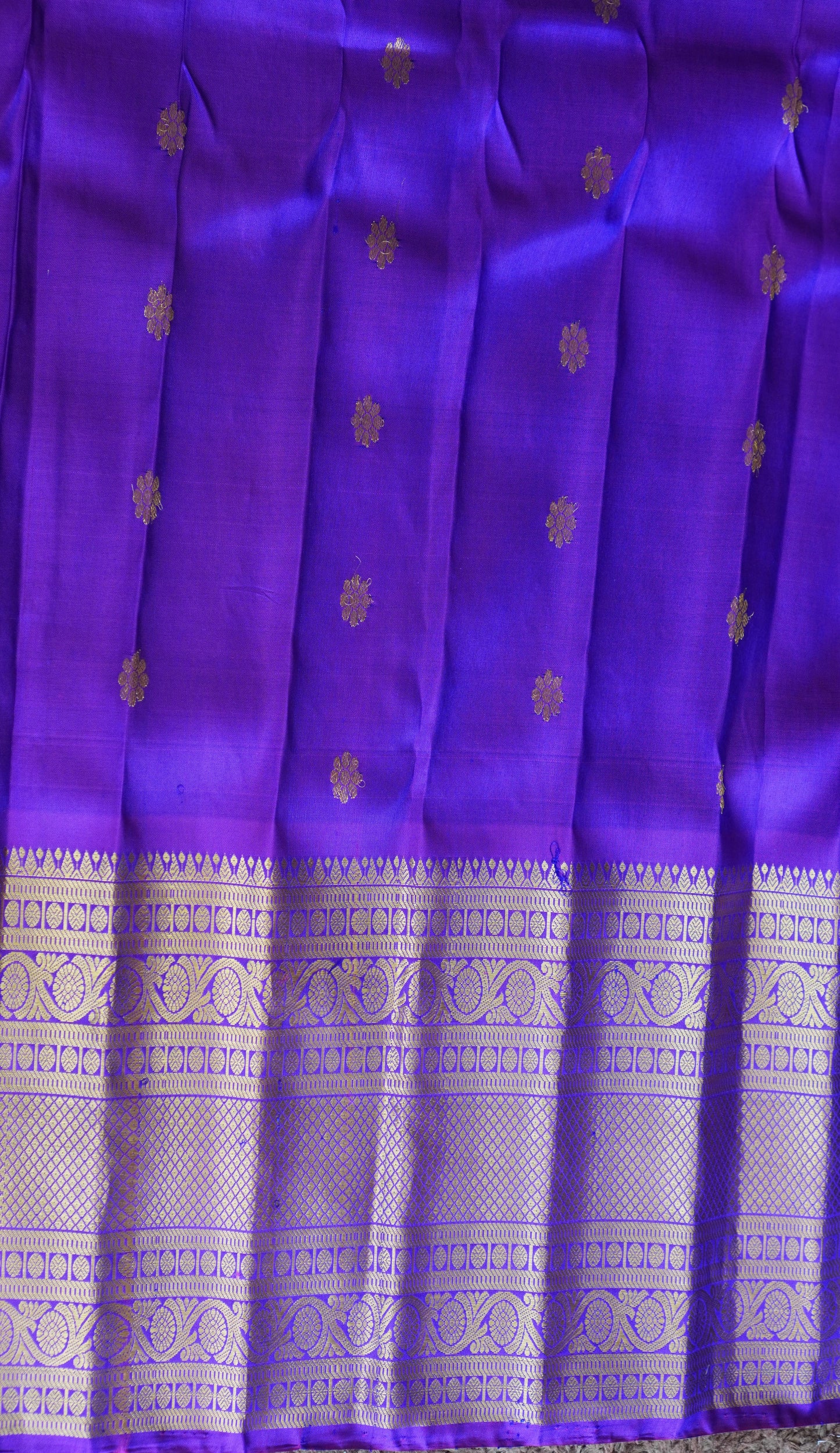 Gadwal Silk Saree Ink Blue Colored Complemented With a Zari Border