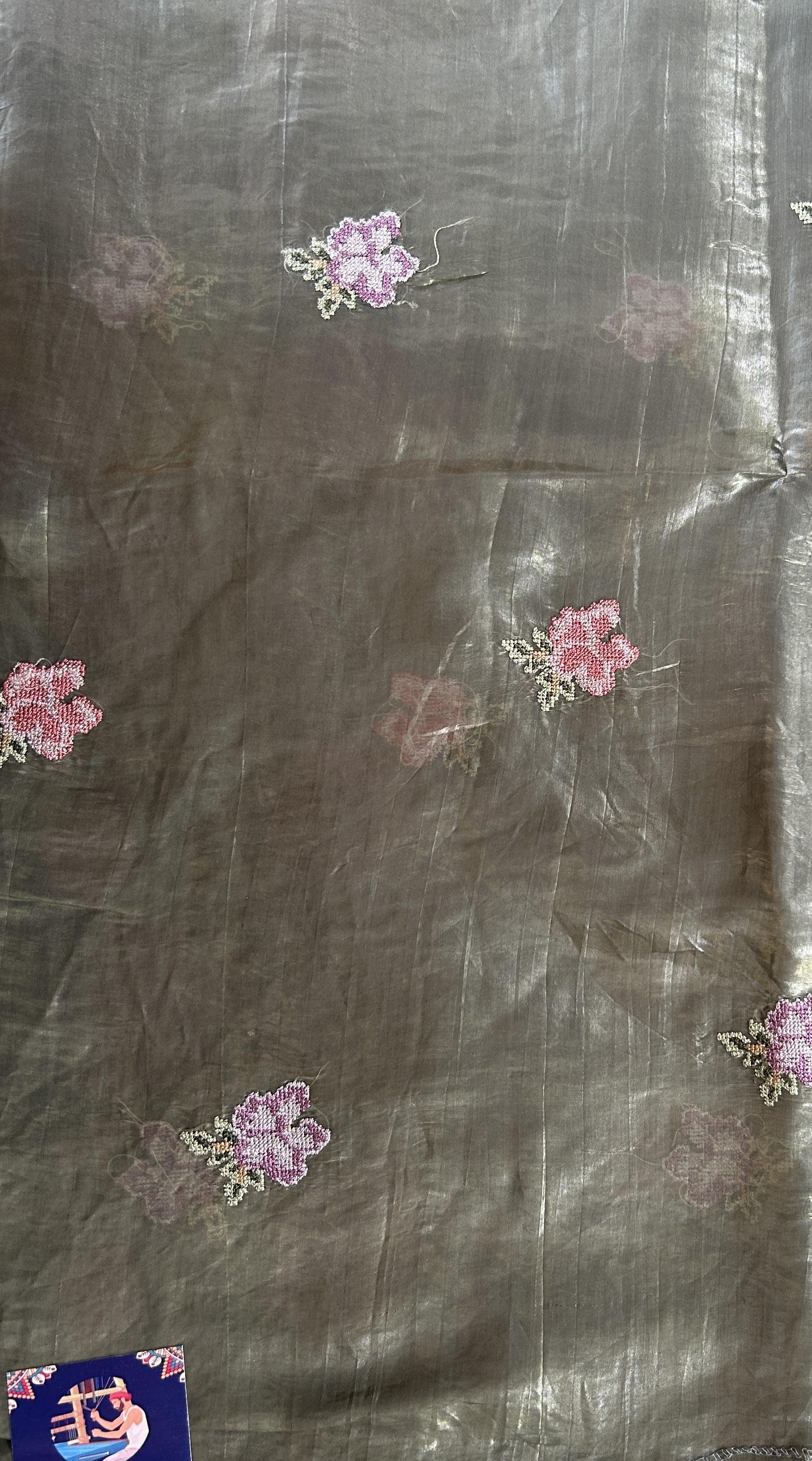 Inox Silk Saree Olive Green Colored Complemented with a Cutwork Border. - Sampradaya Designer Studio