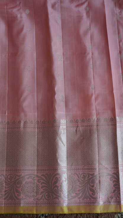 Gadwal Silk Saree Brown Colored Complemented With a Peach Zari Border