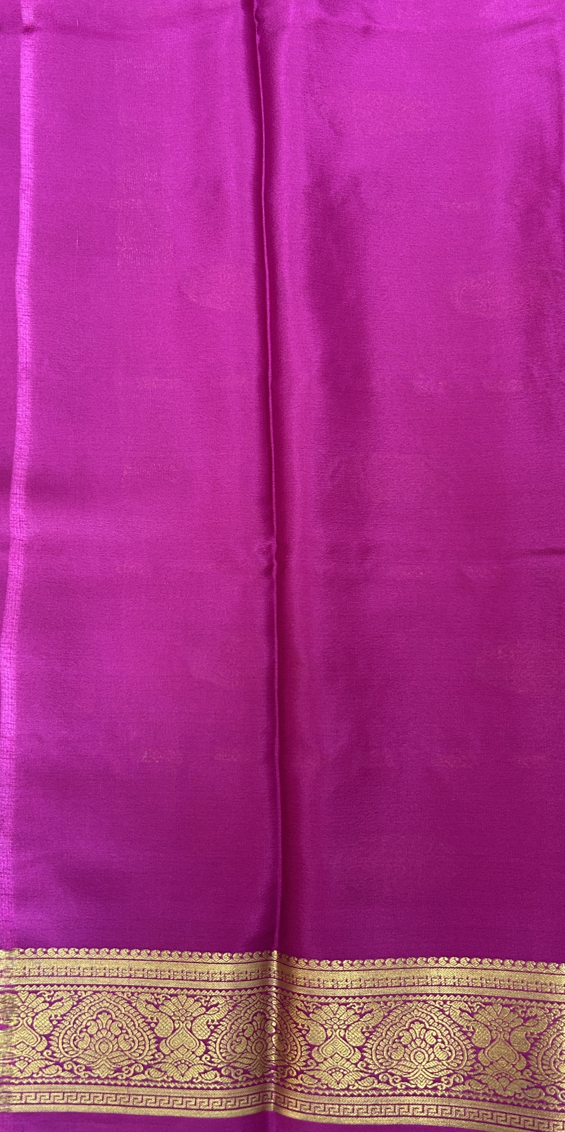 Mysore Crepe Silk Saree Black Colored Complemented with a Pink Zari Border. - Sampradaya Designer Studio