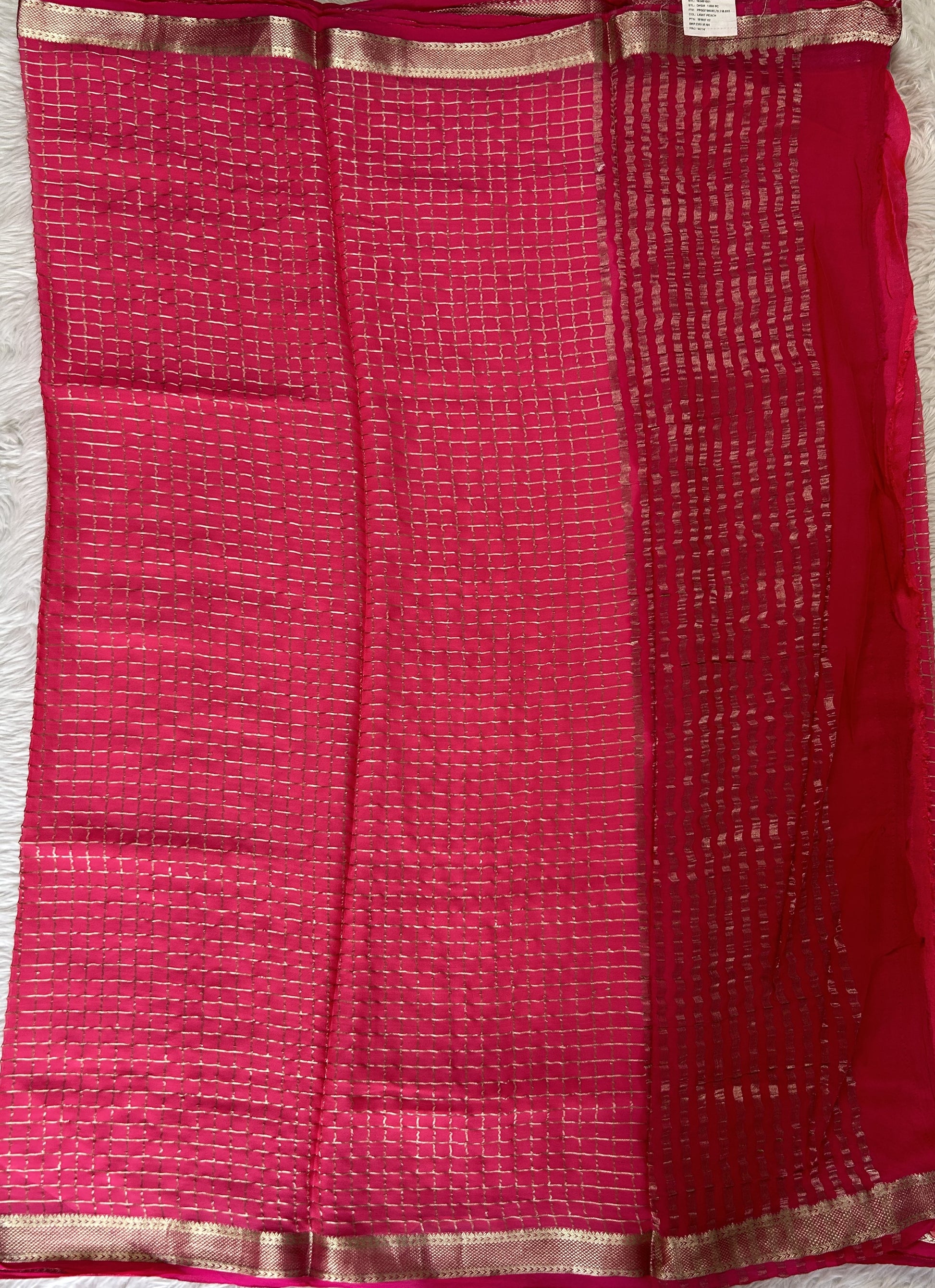 Mysore Crepe Silk Saree Pink Colored Complemented with a Zari Border. - Sampradaya Designer Studio