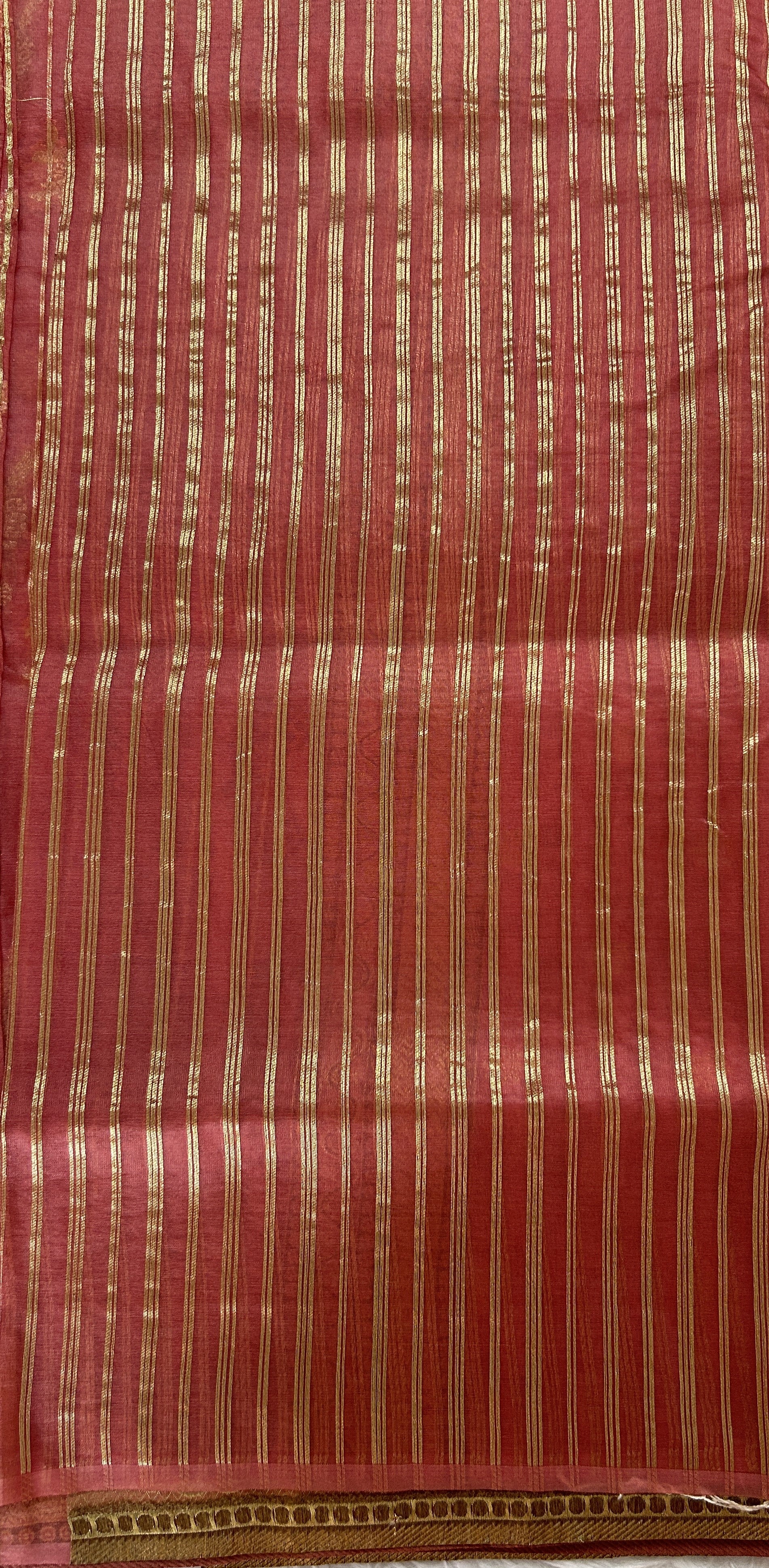 Semi Raw Silk Saree Onion Pink Colored Complemented with a Zari Border. - Sampradaya Designer Studio