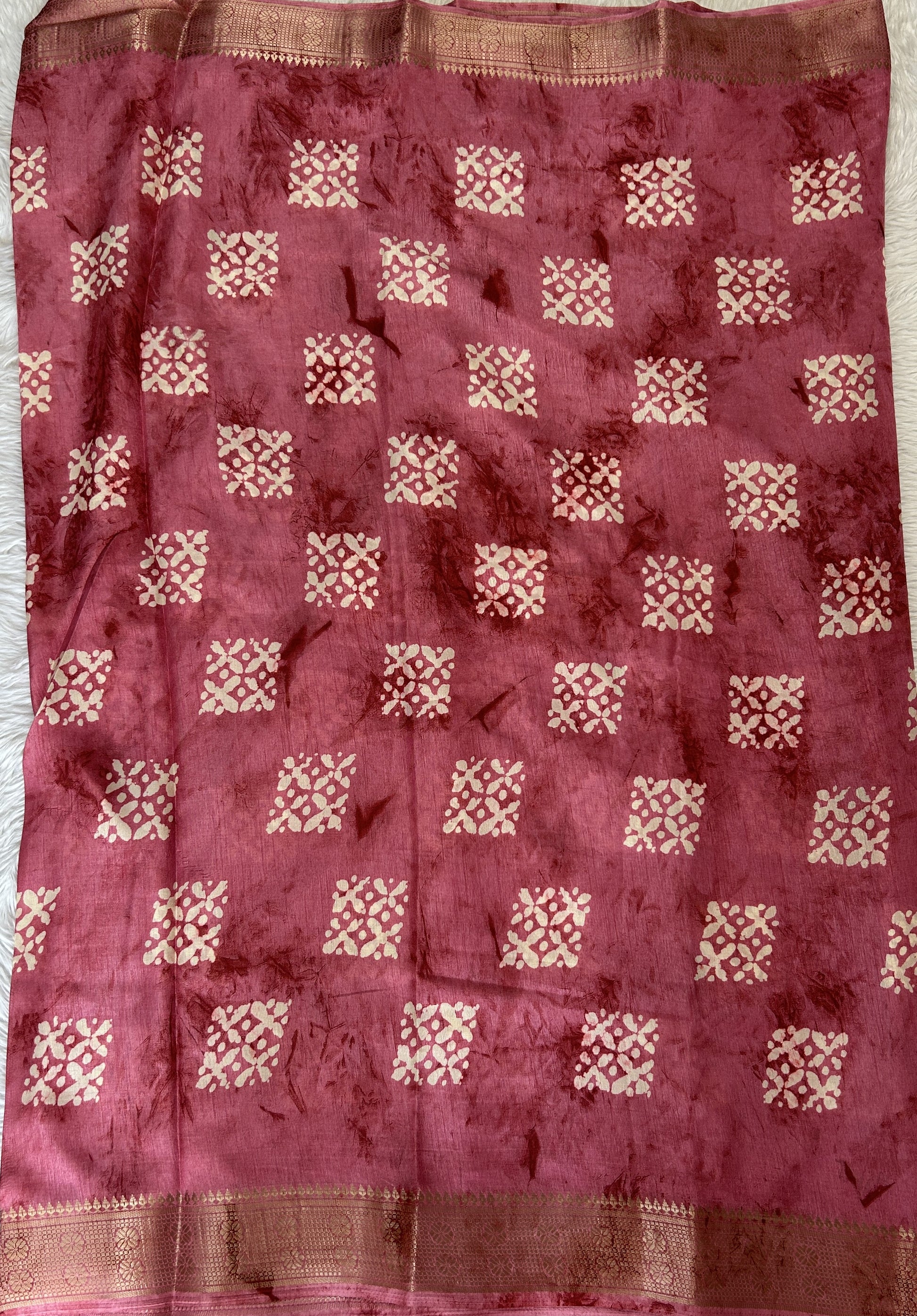 Bandhani Saree Pink Colored Complemented with a Zari Border. - Sampradaya Designer Studio