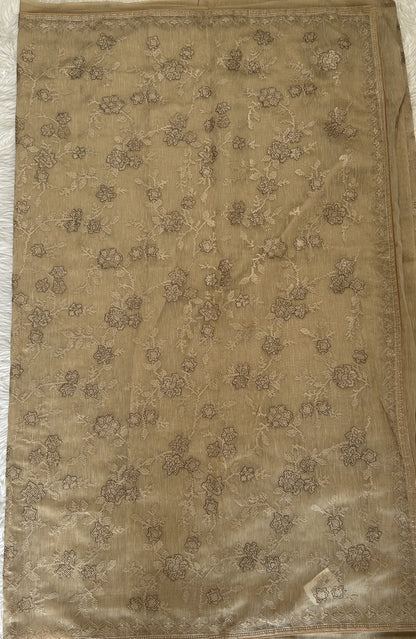 Semi Tussar Designer Saree Cream colored complemented with a borderless. - Sampradaya Designer Studio