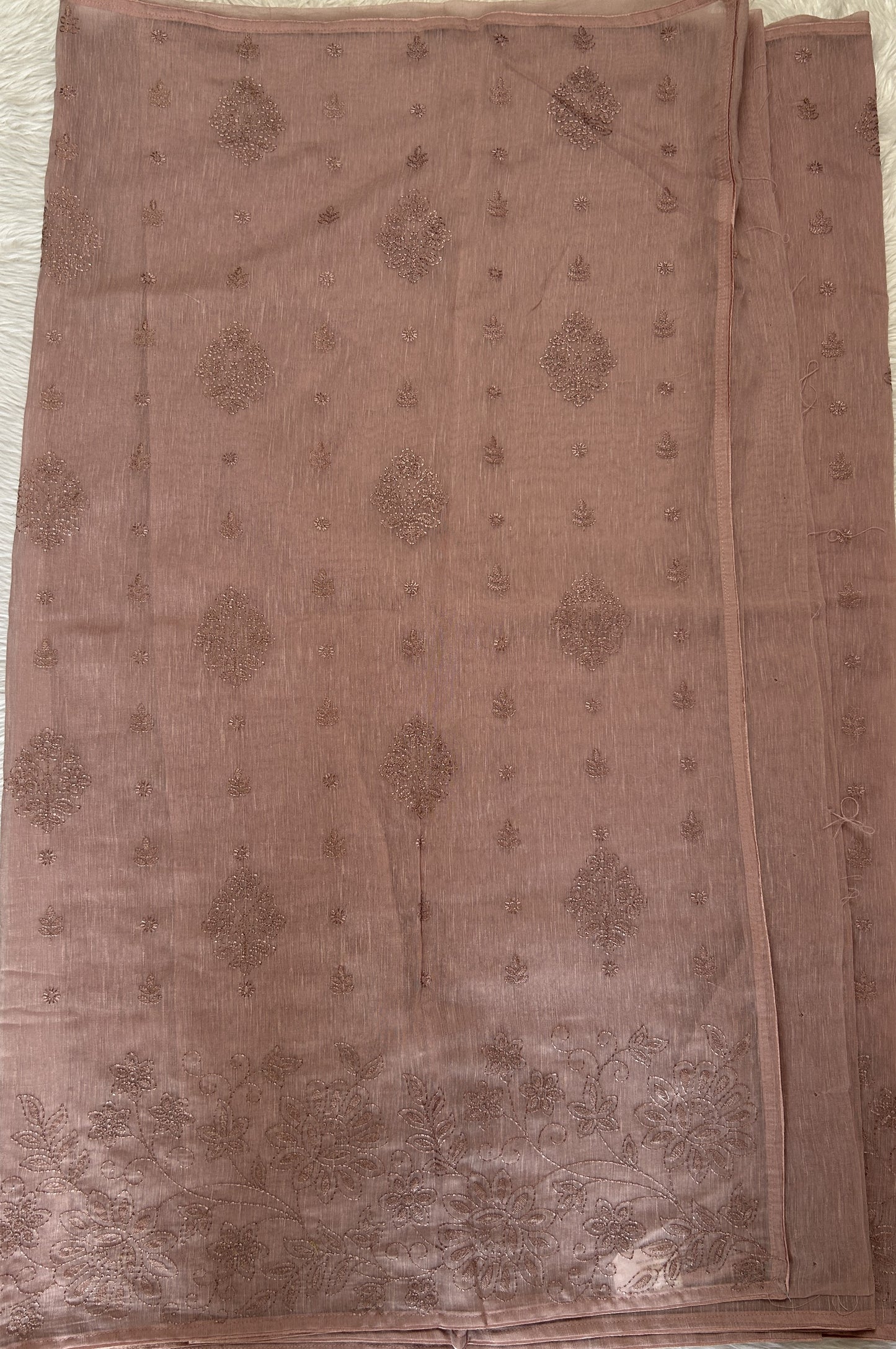 Semi Tussar Silk Saree Onion Pink colored complemented with a borderless. - Sampradaya Designer Studio