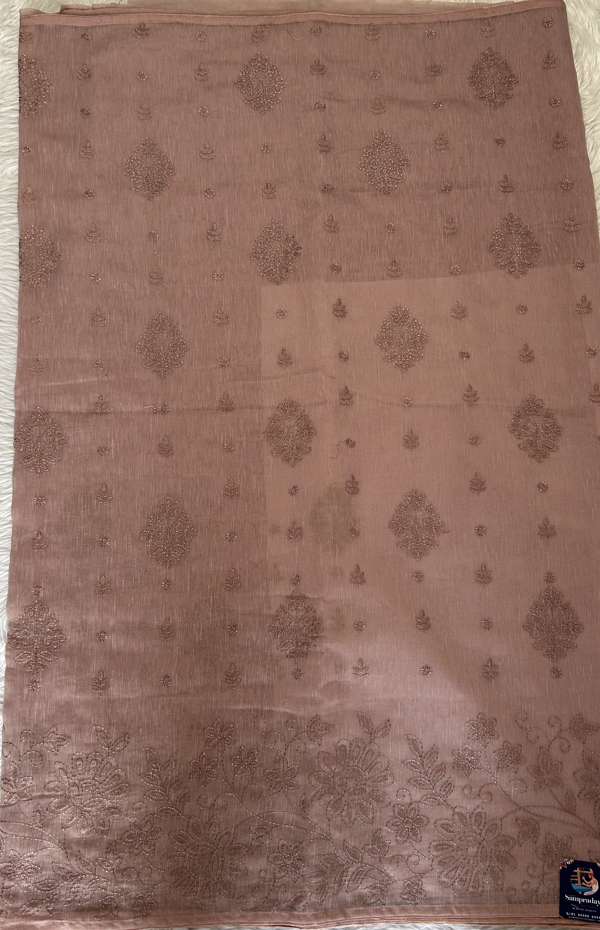 Semi Tussar Silk Saree Onion Pink colored complemented with a borderless. - Sampradaya Designer Studio