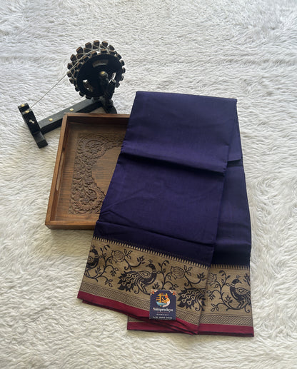 Narayanpet Cotton Saree Violet Colored Complemented with a Minakari Thread Border.