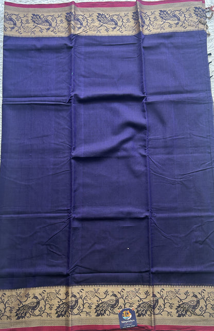 Narayanpet Cotton Saree Violet Colored Complemented with a Minakari Thread Border.