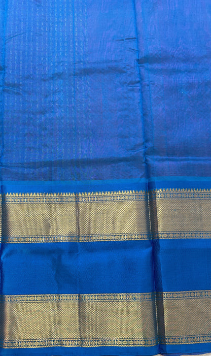 Venkatagiri Sico Saree Pink Colored Complemented with a Blue Pattu Border. - Sampradaya Designer Studio