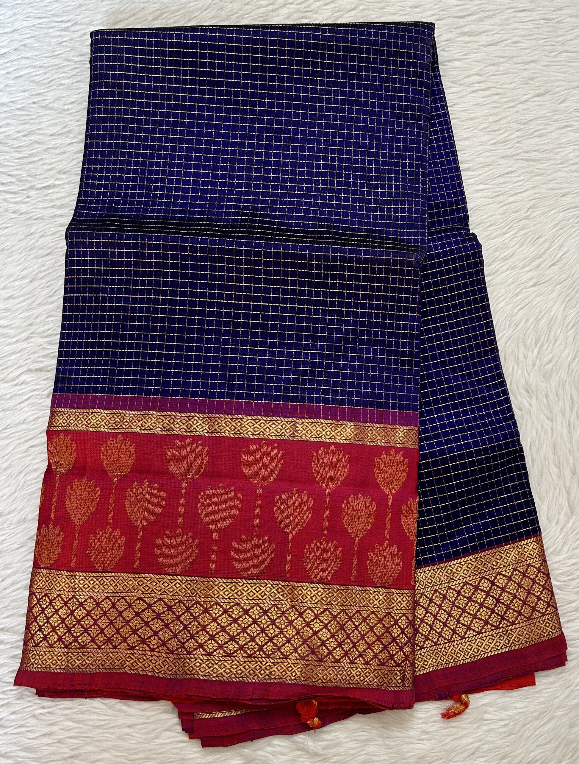 Venkatagiri Sico Saree Purple Colored Complemented with a Redish Pink Pattu Border. - Sampradaya Designer Studio