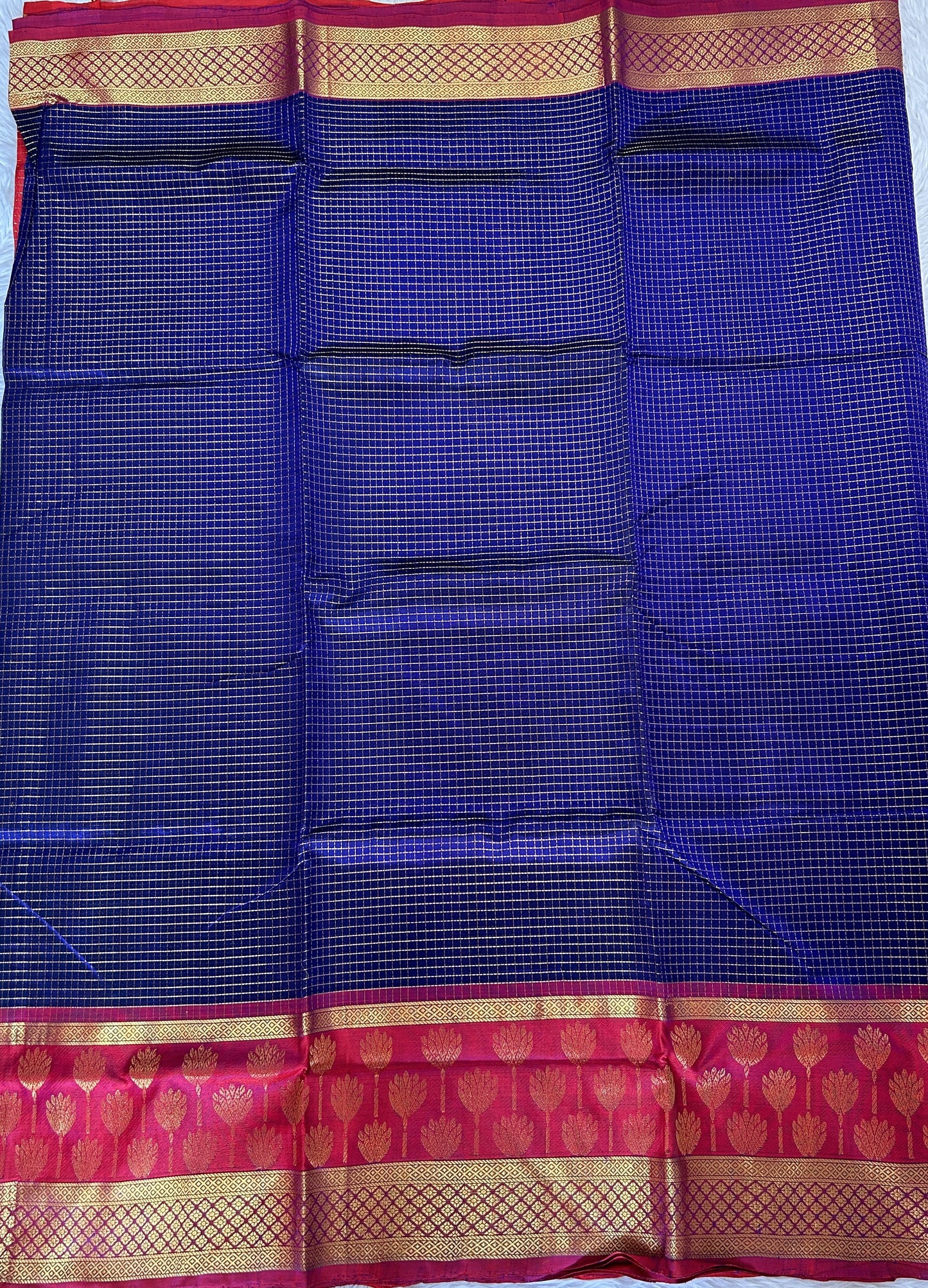 Venkatagiri Sico Saree Purple Colored Complemented with a Redish Pink Pattu Border. - Sampradaya Designer Studio