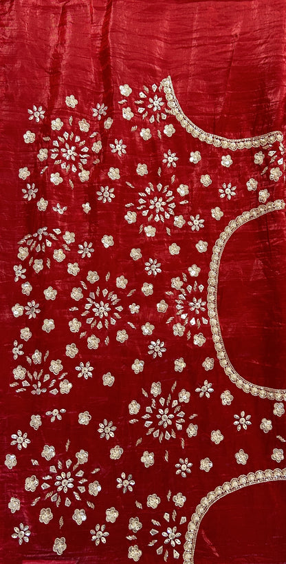 Inox Silk Saree Red Colored Complemented with a Hand Embroidery Border. - Sampradaya Designer Studio