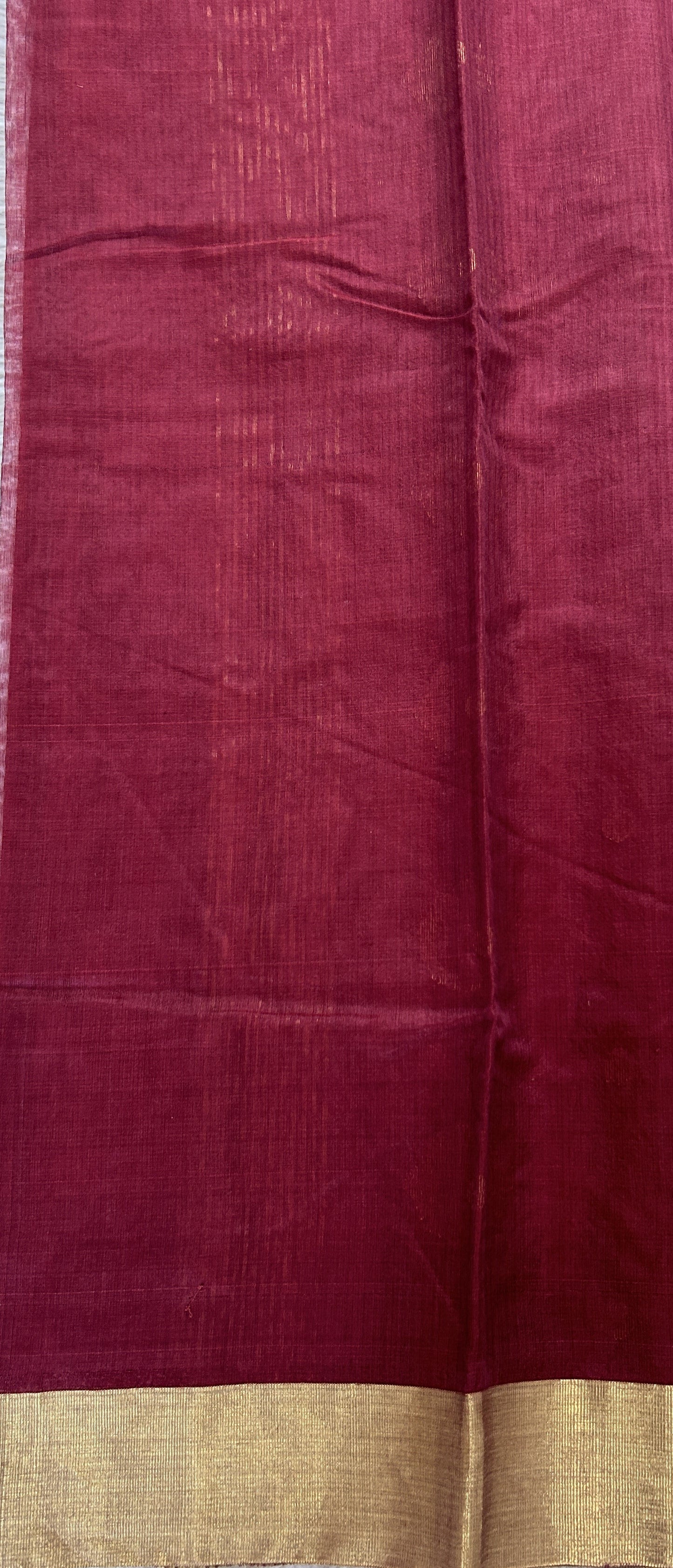 Chanderi Sico Saree Burgundy Colored Complemented with a Zari Border. - Sampradaya Designer Studio