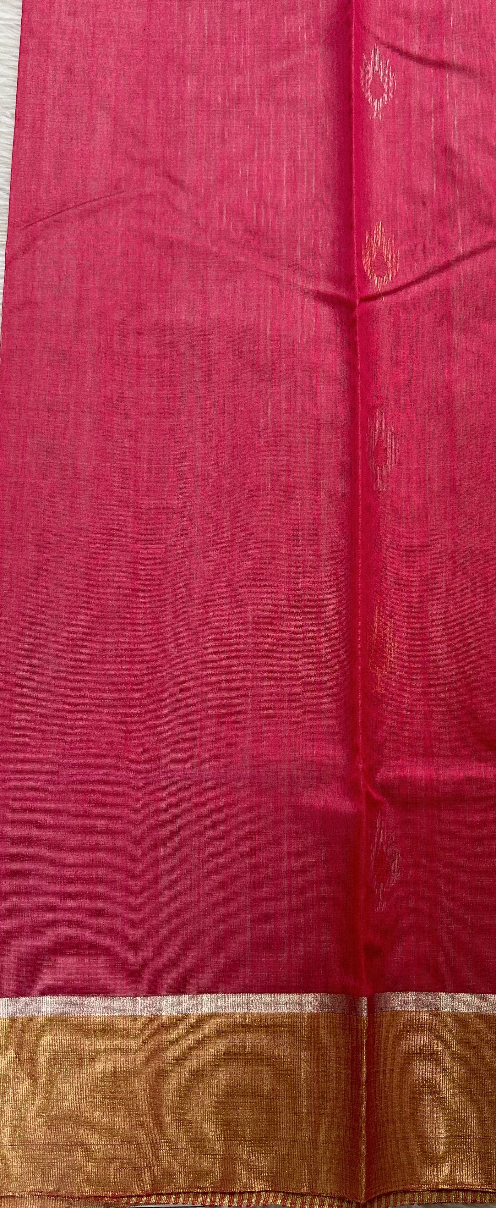 Chanderi Sico Saree Pink Colored Complemented with a Zari Border. - Sampradaya Designer Studio