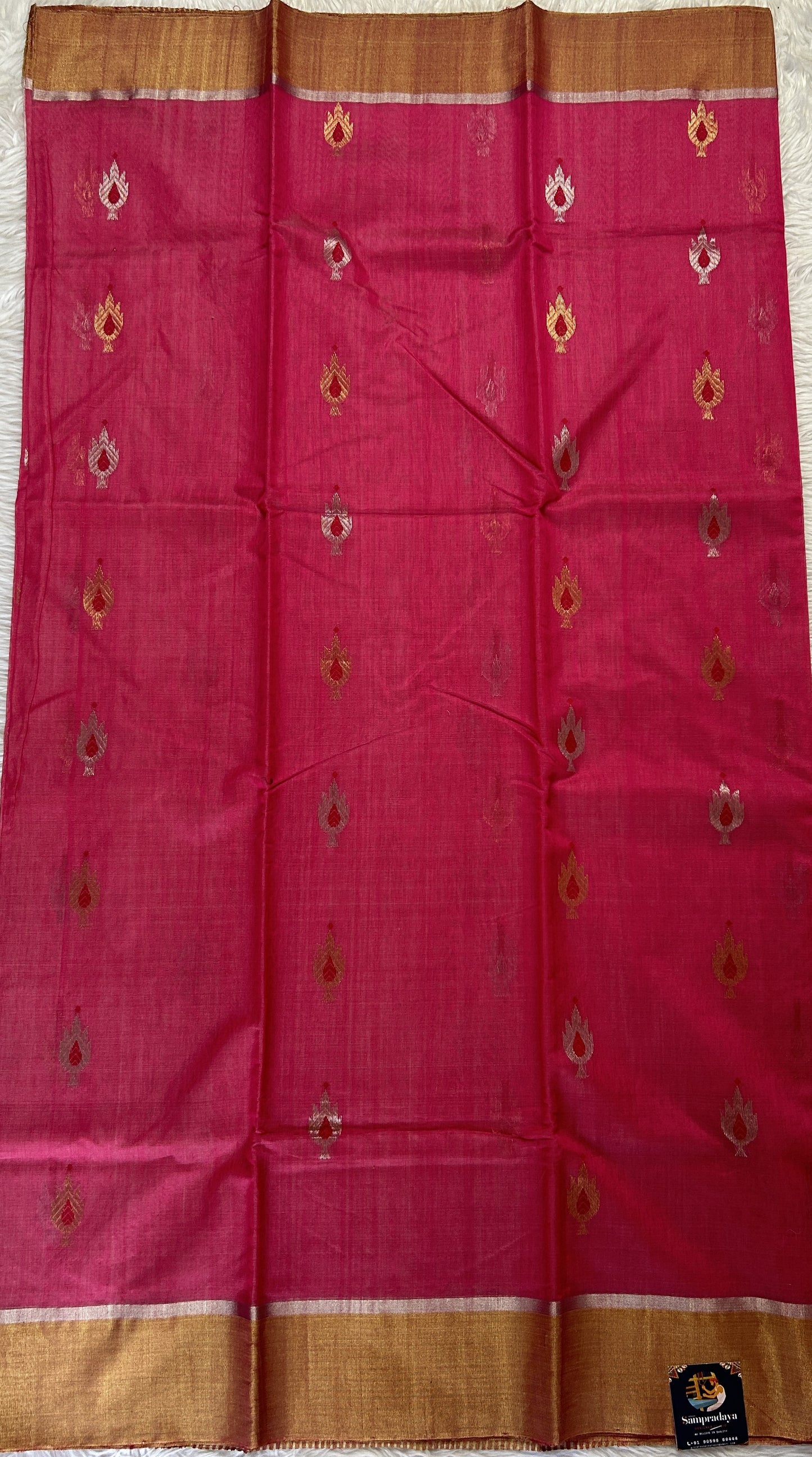 Chanderi Sico Saree Pink Colored Complemented with a Zari Border. - Sampradaya Designer Studio