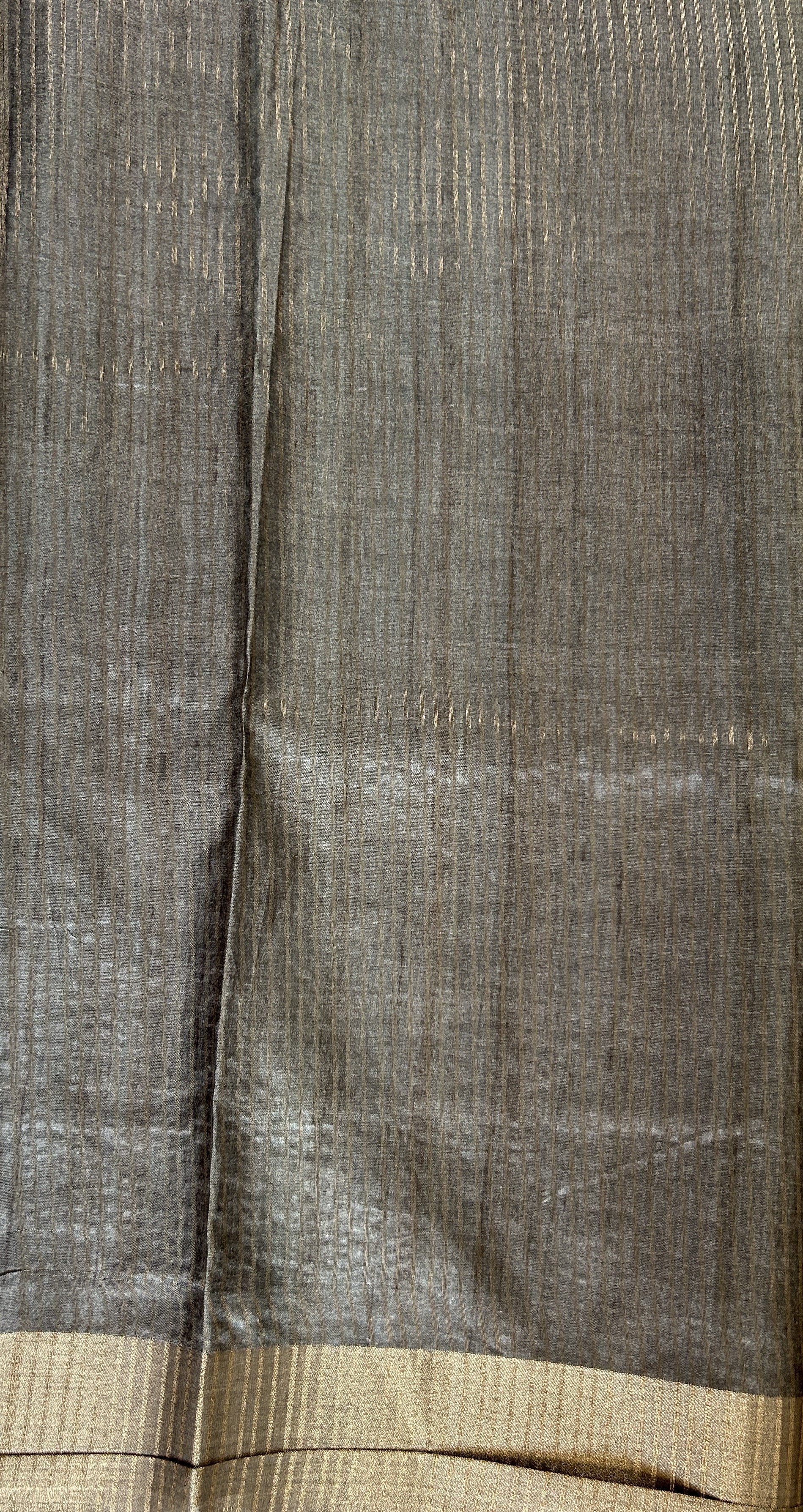 Semi Tussar Saree Gray Color Complemented with a Zari Border. - Sampradaya Designer Studio