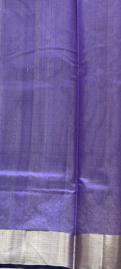 Chanderi Silk Saree Lavender Colored Complemented with a Zari Border - Sampradaya Designer Studio