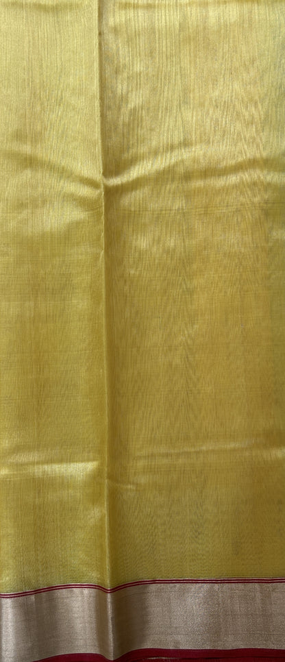 Chanderi Silk Saree Yellow Colored Complemented with a Zari Border - Sampradaya Designer Studio