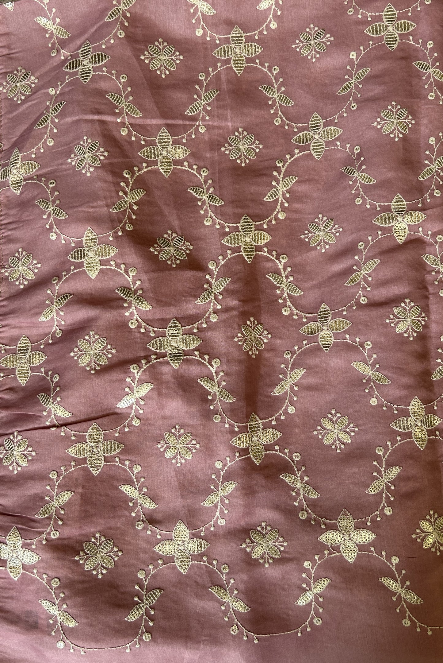 Crepe Silk Saree Party Wear Mauve Pink colored complemented with a Machine Embroidery border. - Sampradaya Designer Studio