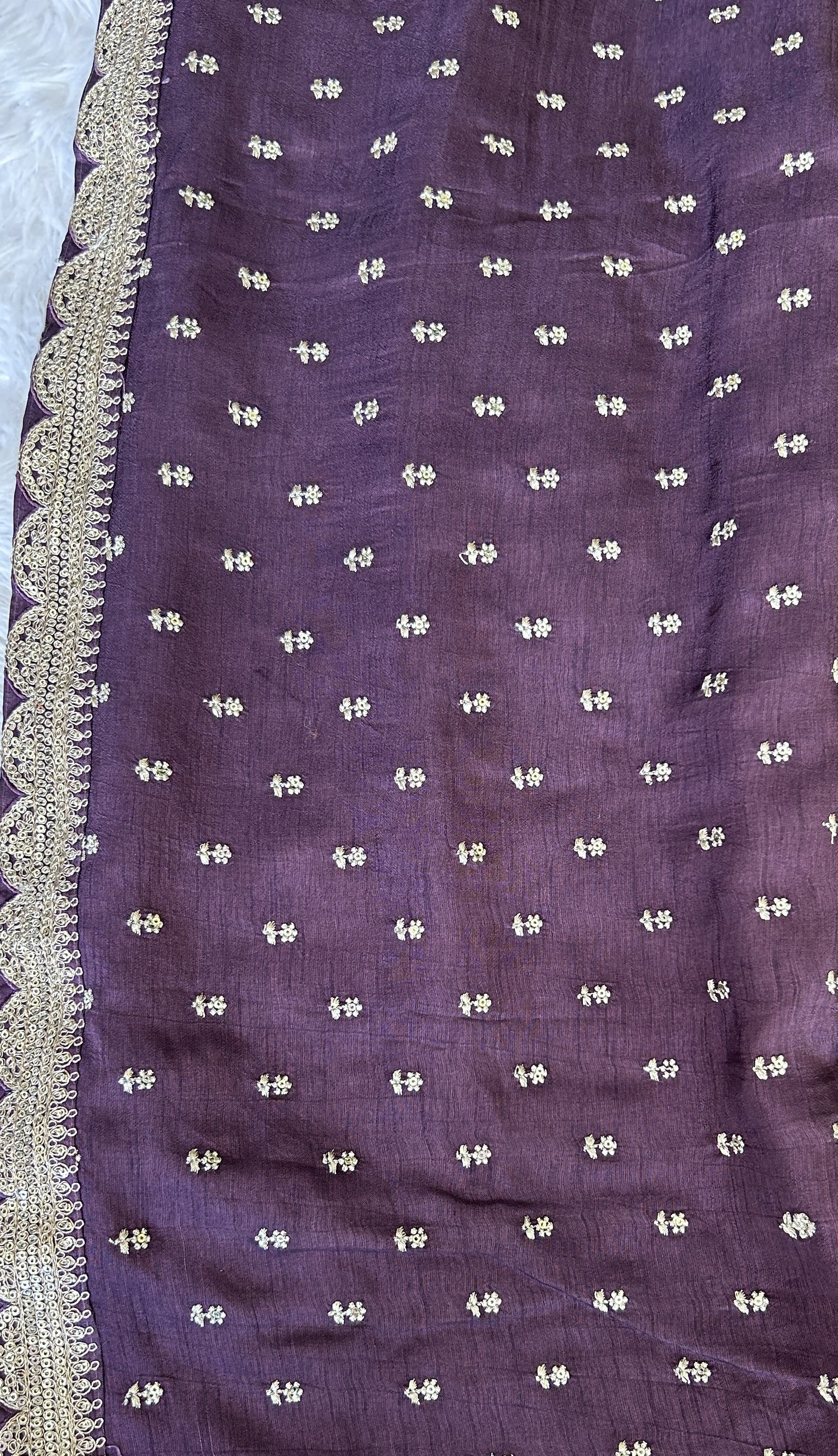 Tissue Georgette Designer Saree Purple colored complemented with a Lace border. - Sampradaya Designer Studio