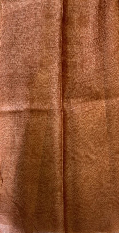 Banarasi Crepe silk Saree Rust colored complemented with a borderless. - Sampradaya Designer Studio