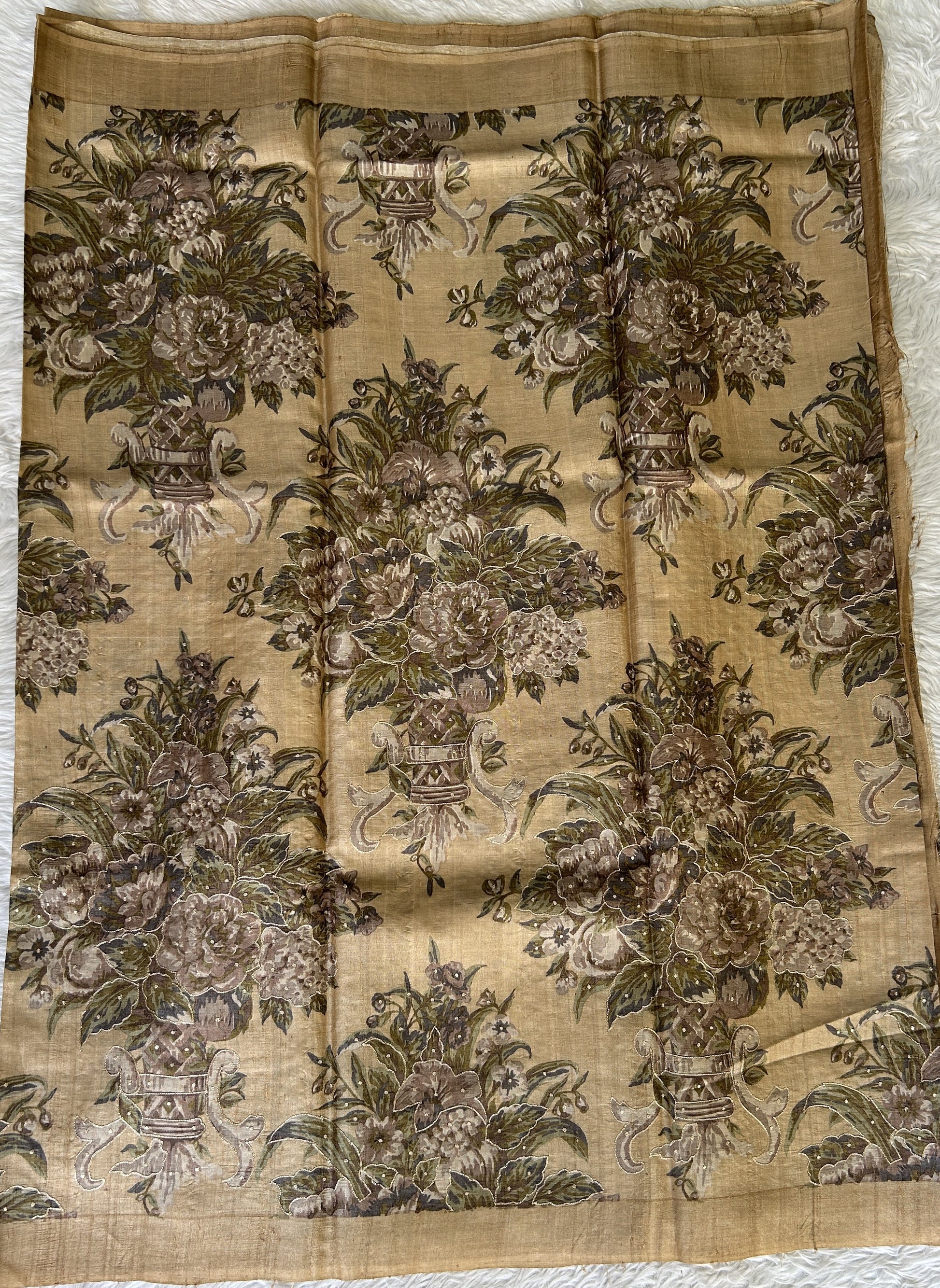 Semi Tussar Saree Beige Color Complemented with a Plain Border. - Sampradaya Designer Studio