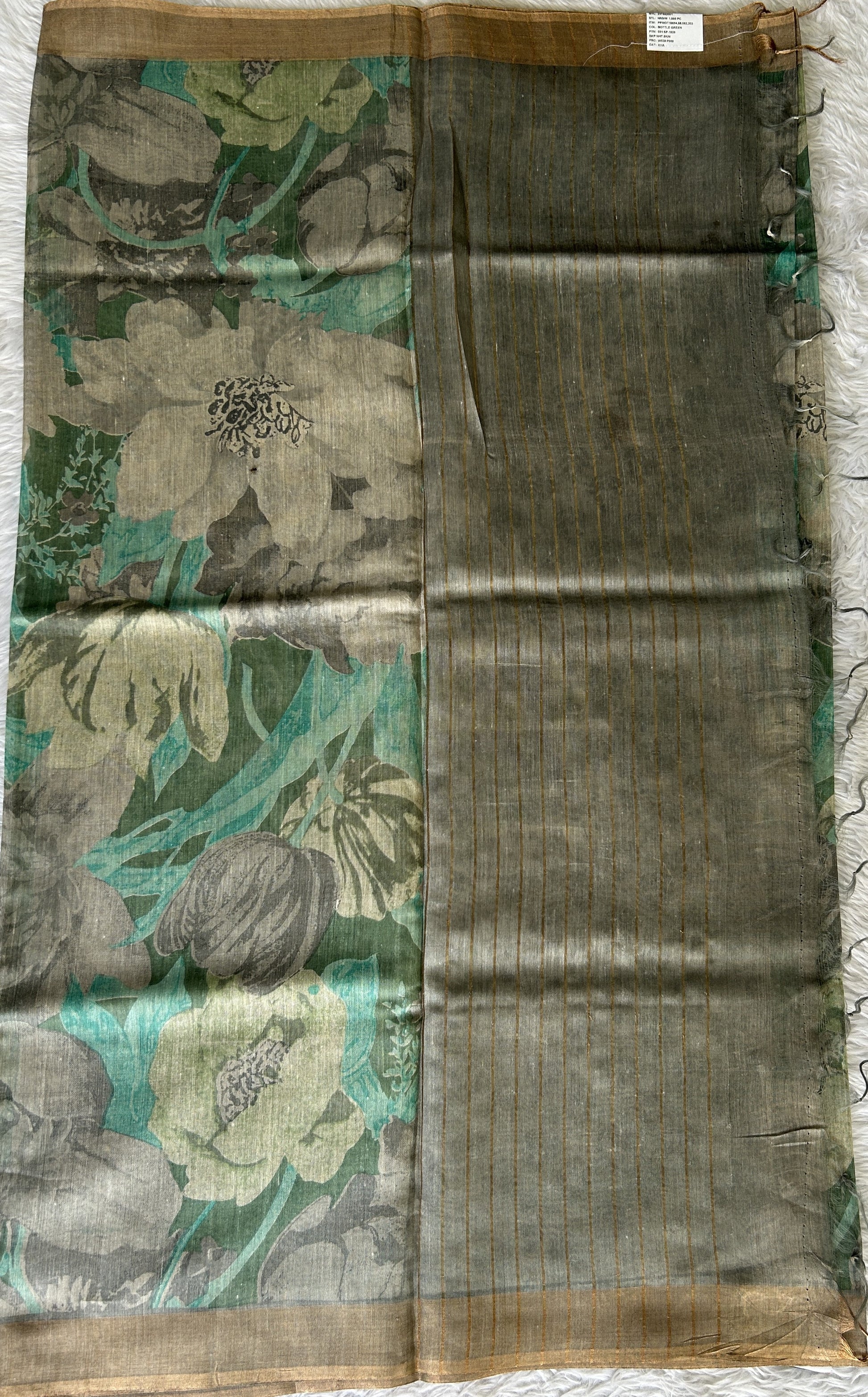 Semi Tussar Saree Gray Color Complemented with a Zari Border. - Sampradaya Designer Studio