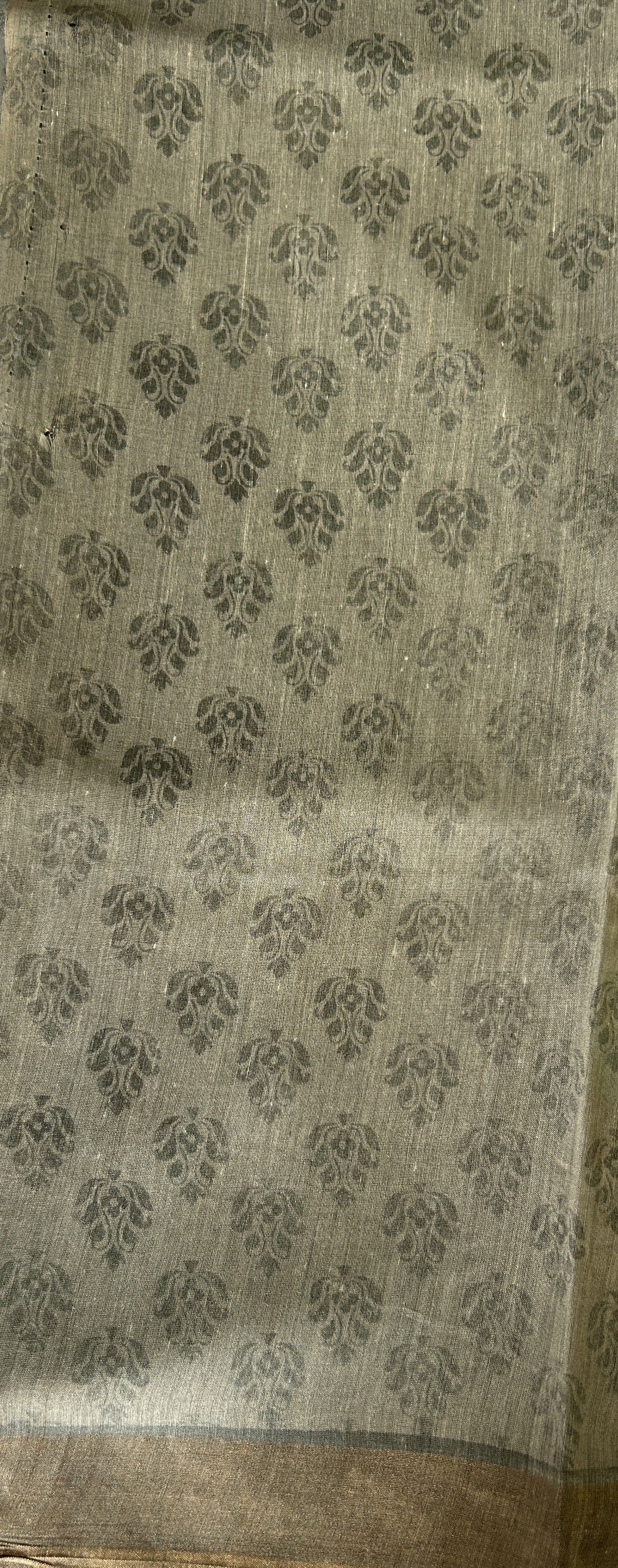 Semi Tussar Saree Gray Color Complemented with a Zari Border. - Sampradaya Designer Studio