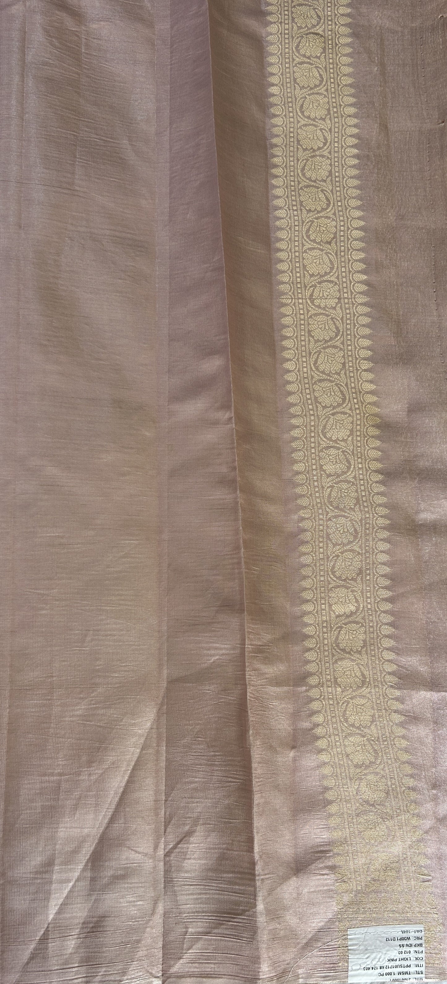 Banarasi Chiniya Silk Saree Light Pink Colored Complemented with a Zari Border. - Sampradaya Designer Studio