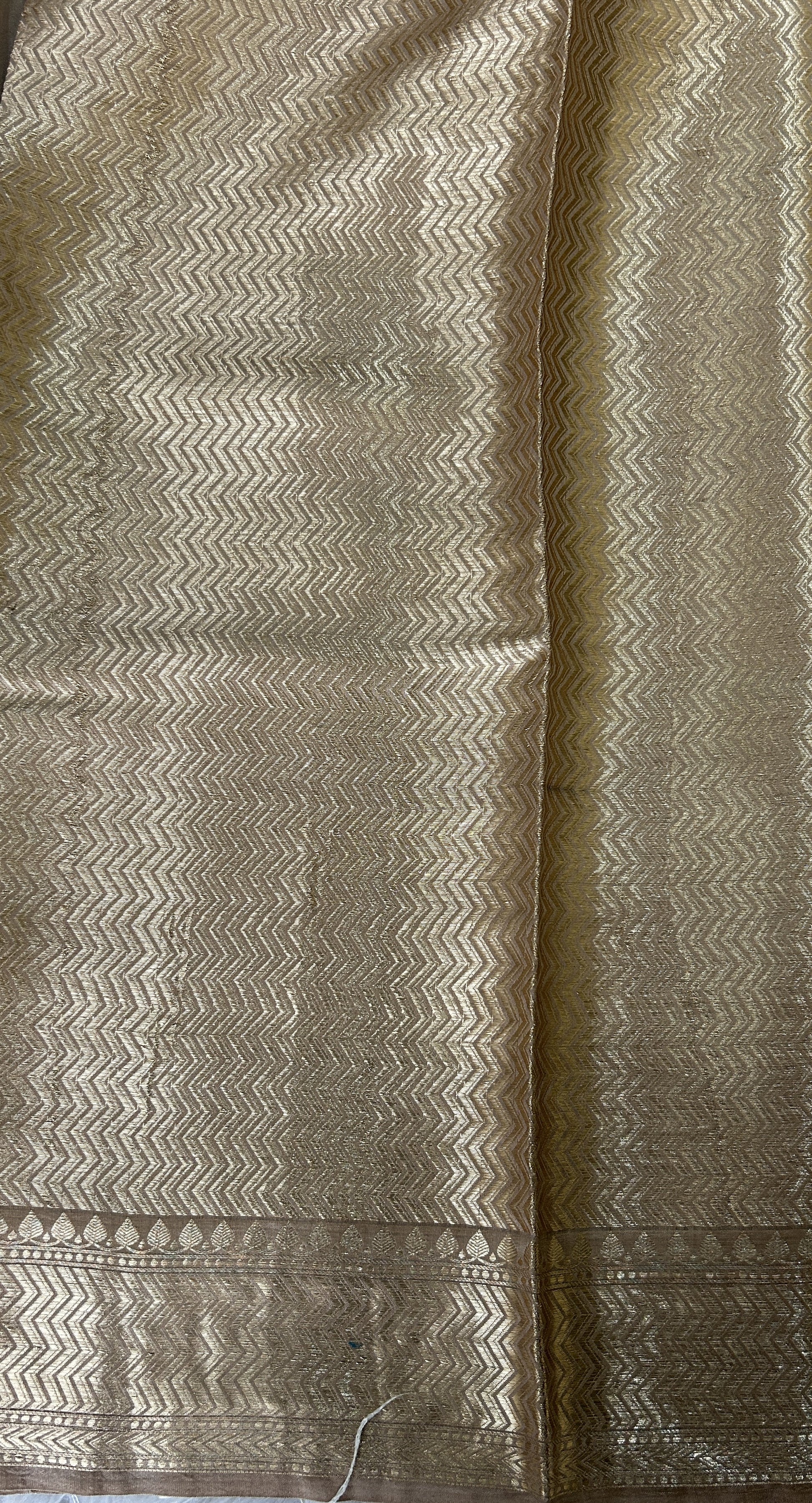 Banarasi Chiniya Silk Saree Beige Colored Complemented with a Zari Border. - Sampradaya Designer Studio